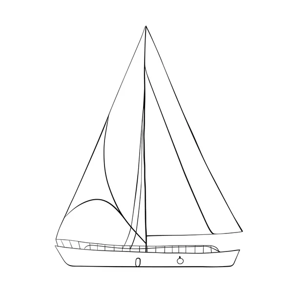 Contour of sailboats isolated on white. — Stock Vector