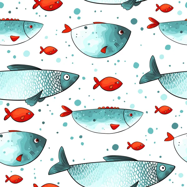 Vector pattern with funny fishes. — Stock Vector