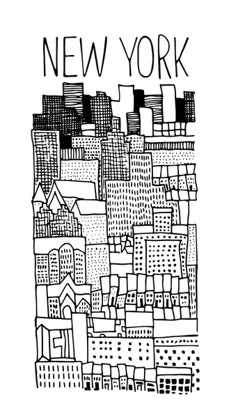 Ručně kreslené ilustrace newyorských panoramatických. — Stockový vektor