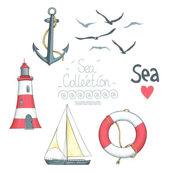 Set of nautical objects. — Stock Vector