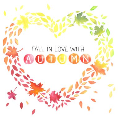 Rengarenk yaprakları ile sonbahar illüstrasyon