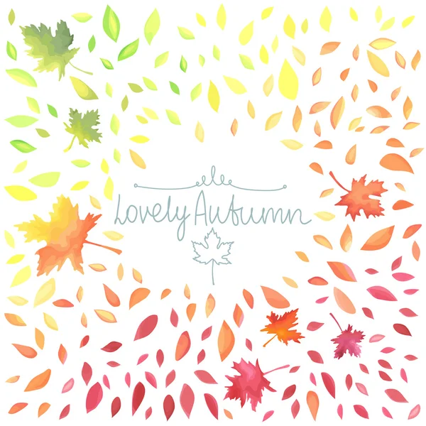Illustration d'automne avec des feuilles bigarrées — Image vectorielle