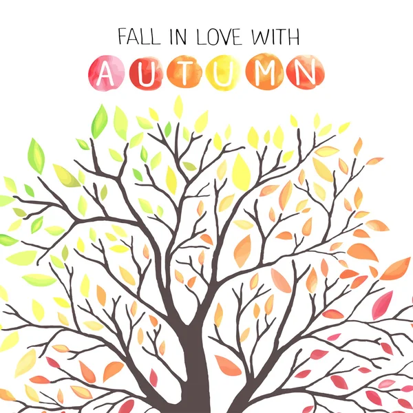 Árbol de otoño con hojas coloridas. — Vector de stock