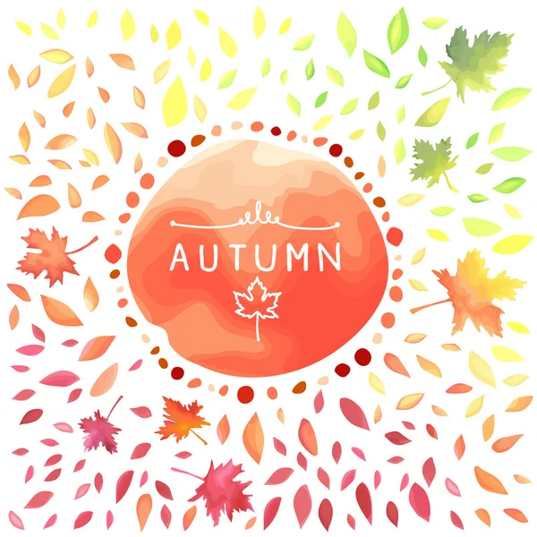 Осенняя иллюстрация с пестрыми листьями — стоковый вектор