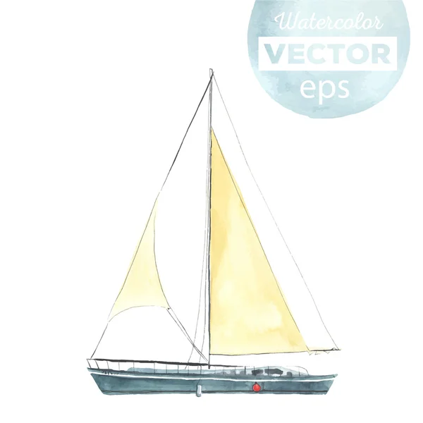 Aquarel boot met zeilen — Stockvector