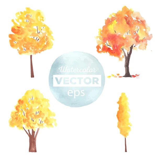 Watercolor autumn trees made in vector — Stock Vector
