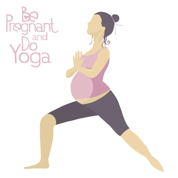 Zwangere vrouw doet yoga — Stockvector