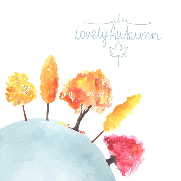 Watercolor autumn trees made in vector — Stock Vector