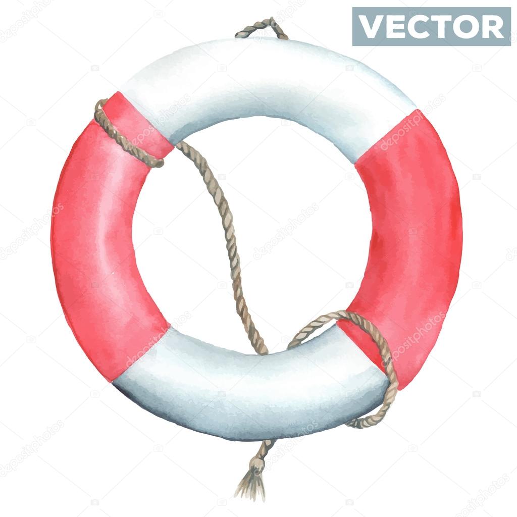 Watercolor lifebuoy