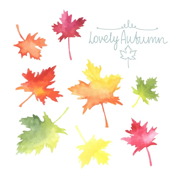 Akvarell őszi levelek. — Stock Vector