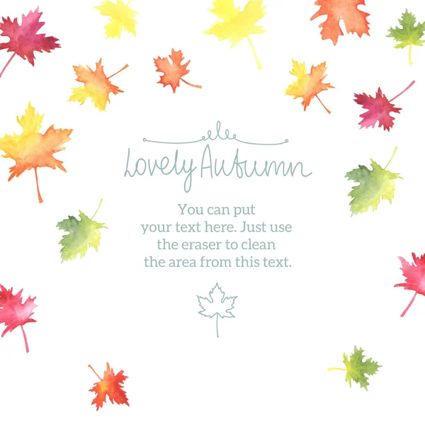 五颜六色的树叶水彩秋框架 — 图库照片