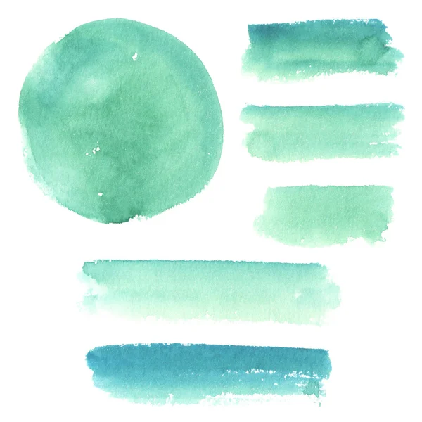 Turquoise aquarel elementen — Stockfoto