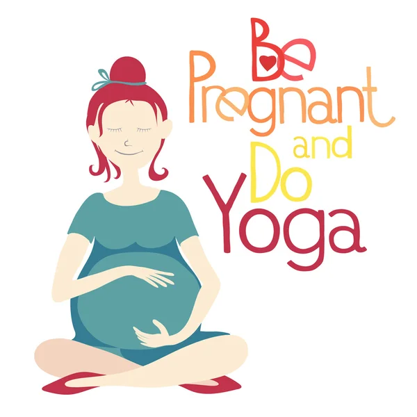 Hamile ve yoga yapmak — Stok Vektör