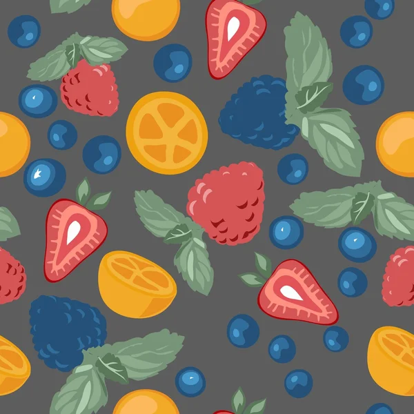 Modèle avec des baies et des fruits — Image vectorielle