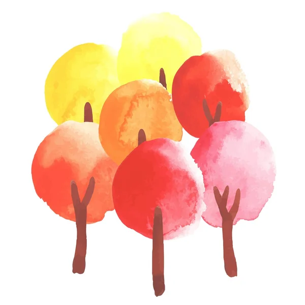Arbres aquarelles aux couleurs de l'automne — Image vectorielle