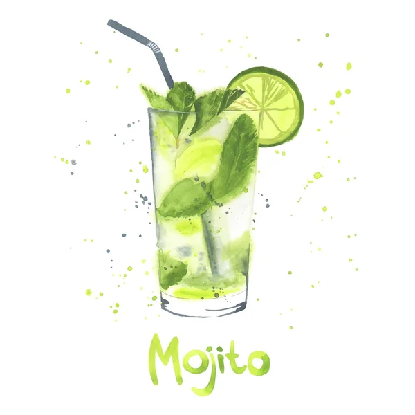 Watercolor mojito — Stock Vector