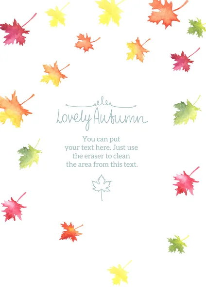 Marco de otoño de acuarela con hojas coloridas —  Fotos de Stock