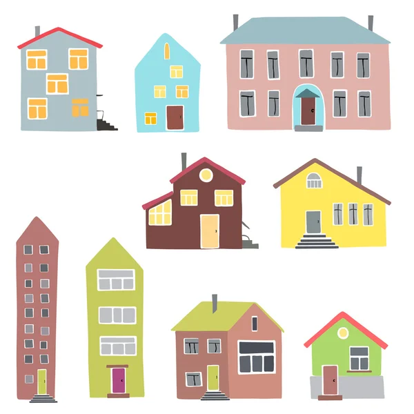 Diverse case su sfondo bianco — Vettoriale Stock