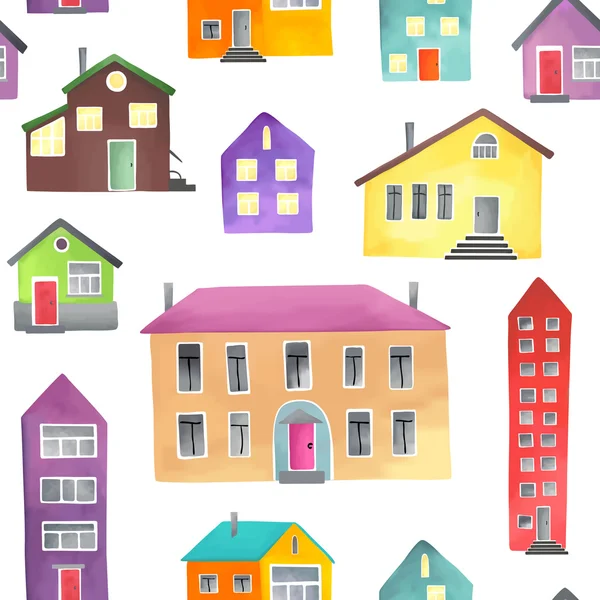 Pattern with different houses — Stock Vector