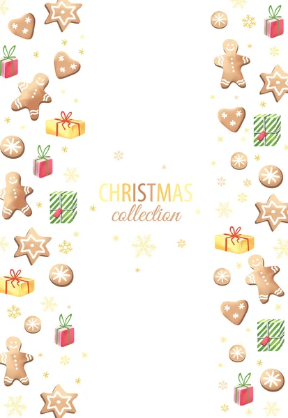 Panes de jengibre y regalos de Navidad . — Archivo Imágenes Vectoriales