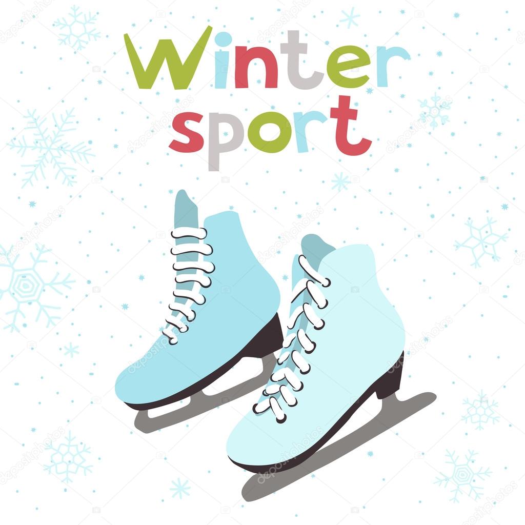 Winter vector card with ice skates
