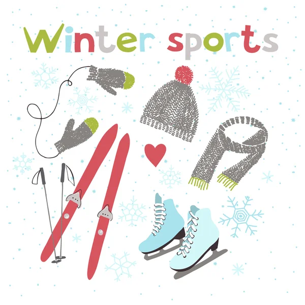 Winter sports and activities — Stock Vector