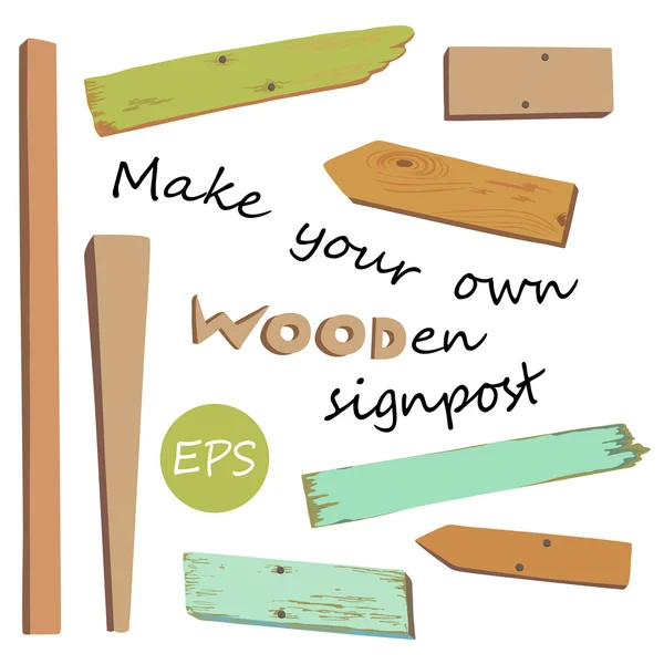 Make your own wooden singpost — Stock Vector