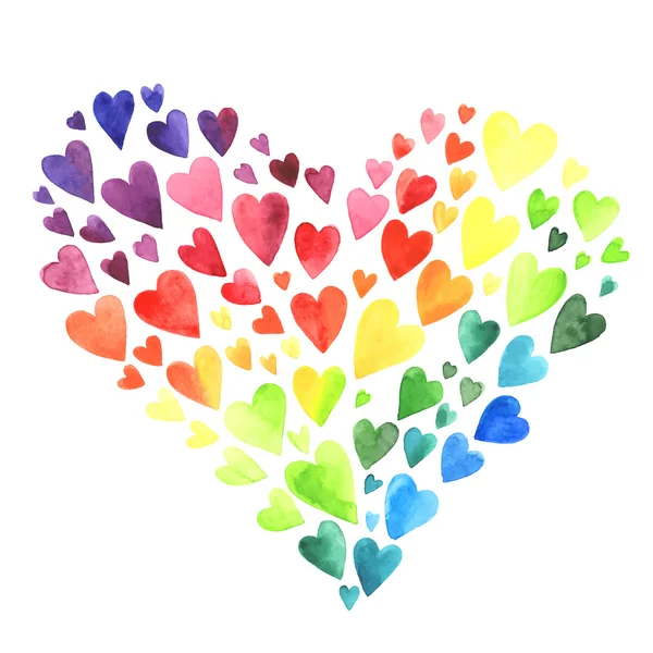 Set of watercolor hearts — Stock Vector