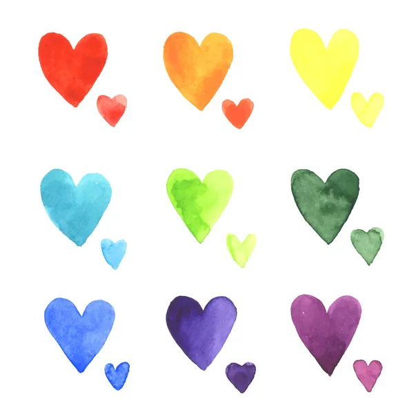 Set of watercolor hearts — Stock Illustration Set of watercolor hearts Royalty Free Stock Vectors