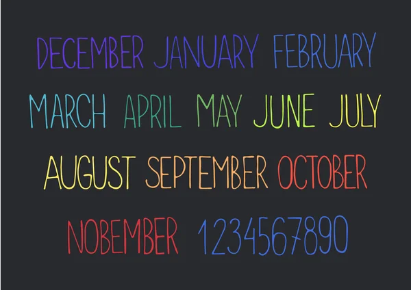 Имена и номера месяцев — стоковый вектор