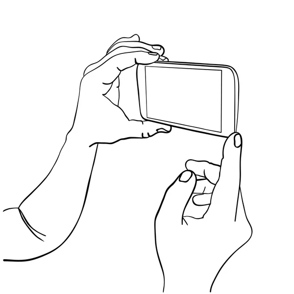 Händer som håller smarta mobiltelefon — Stock vektor