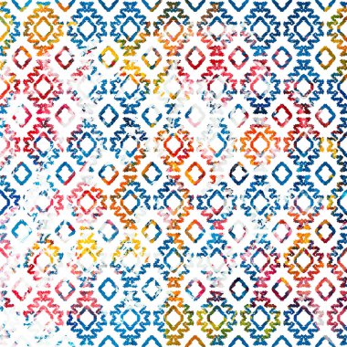 Geometrik yüksek çözünürlüklü beyaz tuval üzerinde izole boho deseni