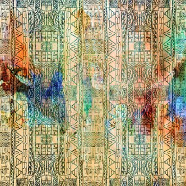 Geometrik yüksek çözünürlüklü beyaz tuval üzerinde izole boho deseni