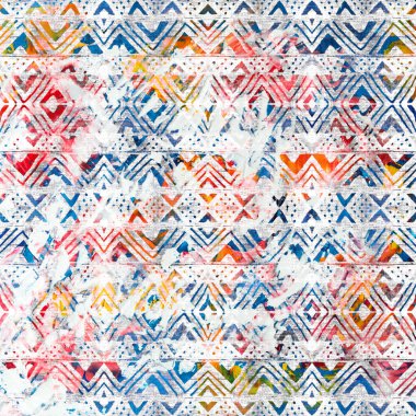 Geometrik yüksek çözünürlüklü beyaz tuval üzerinde izole boho deseni