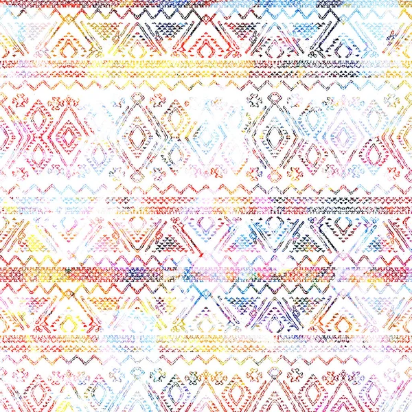 Geometric High Definition Repeat Boho Pattern Isolated White Canvas — Stock Photo, Image