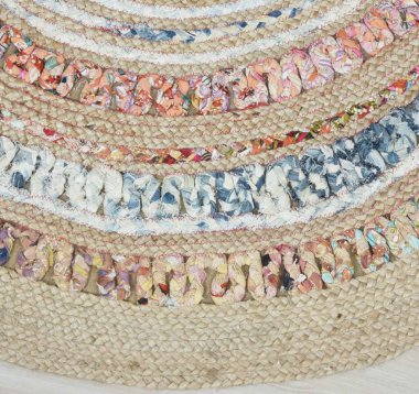 Hand-woven circular Jute braided Carpet and Rugs with high resolution