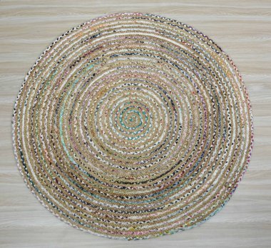 Hand-woven circular Jute braided Carpet and Rugs with high resolution