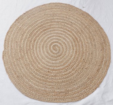 Hand-woven circular Jute braided Carpet and Rugs with high resolution
