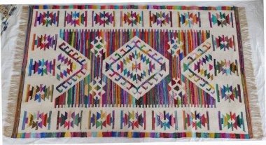 Yüksek çözünürlüklü orijinal el dokuması kilim ve halı motifleri ve renkleri