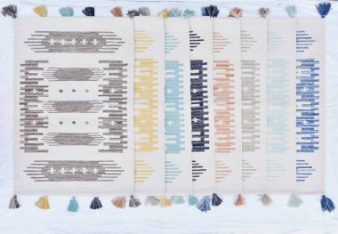 Yüksek çözünürlüklü moda desenleri ve renkleri olan Alan Halıları ve El Loom Halısı