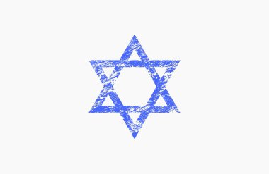 Star of David in grunge style. Triangle logo clipart