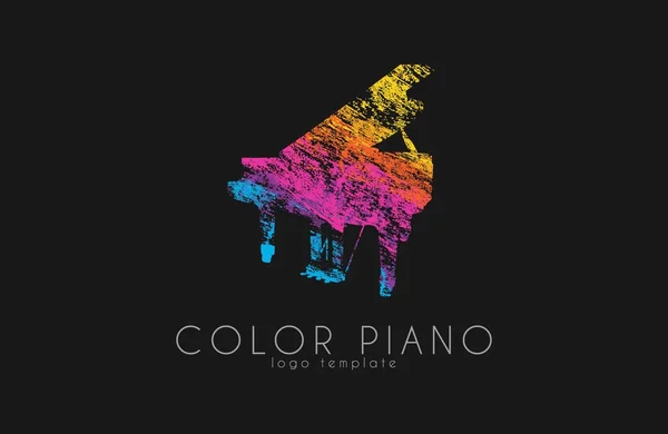 Logo pianoforte a colori. logo musicale arcobaleno. logo creativo. pianoforte in stile grunge — Vettoriale Stock