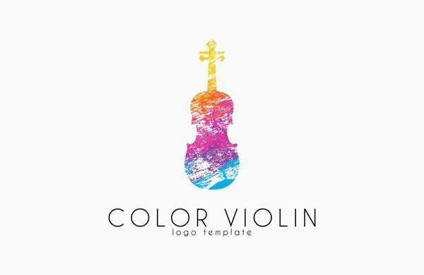 Logotipo violino colorido. Logotipo musical. violino em estilo grunge. logotipo criativo —  Vetores de Stock