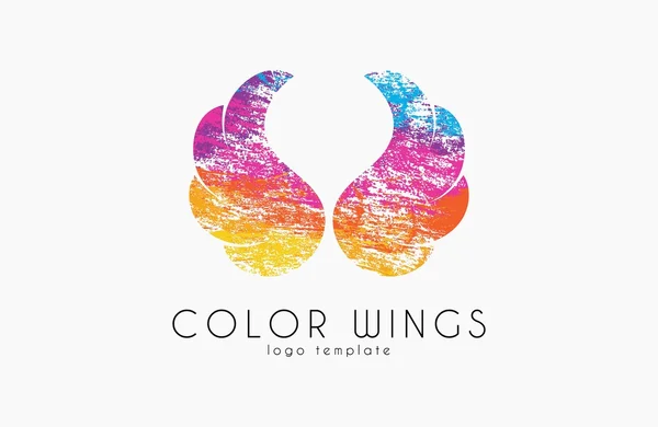 Color ginws logo. wings in grunge style. creative logo — Stock Vector