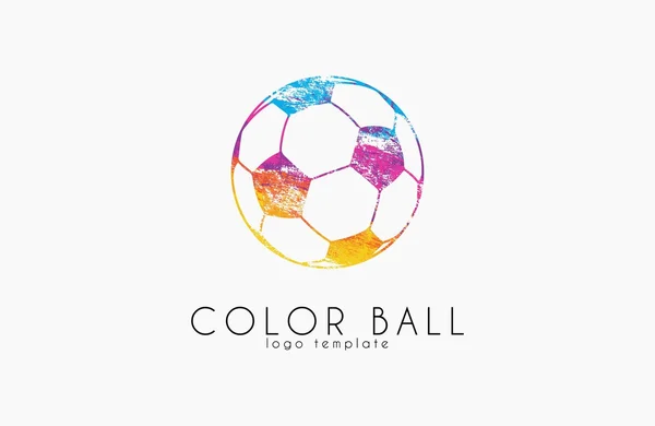 Futbol alışveriş merkezi logosunu görmeniz gerekir. renkli futbol topu. Crative logosunu görmeniz gerekir. Gökkuşağı futbol — Stok Vektör