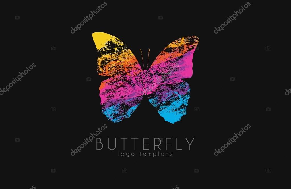 Colorful butterfly. Butterfly logo. Rainbow logo. Creative design logo