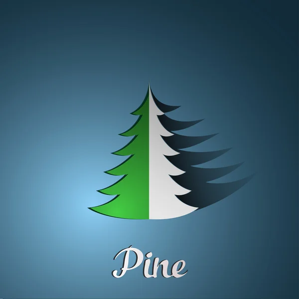 Illustrazione vettoriale del pino. Pino di carta. Logo di pino. Albero di carta. Logo albero. progettazione di alberi. Carta tagliata . — Vettoriale Stock