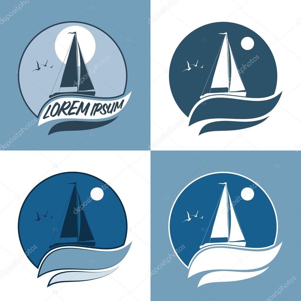 vector illustration of sailing boat. sail in the sea. sail in the ocean. sea sport. sail set.