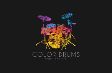 Drums logo. Color music logo. Music logo. Logo in grunge style. Creative logo clipart
