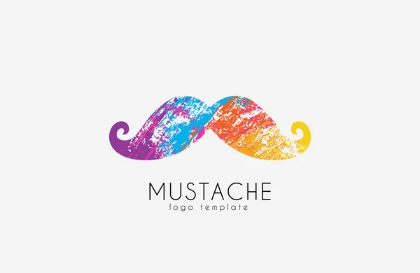Mustache logo. Color mustache. Mustache in grunge style. Creative logo. Hipster logo. — Stock Vector